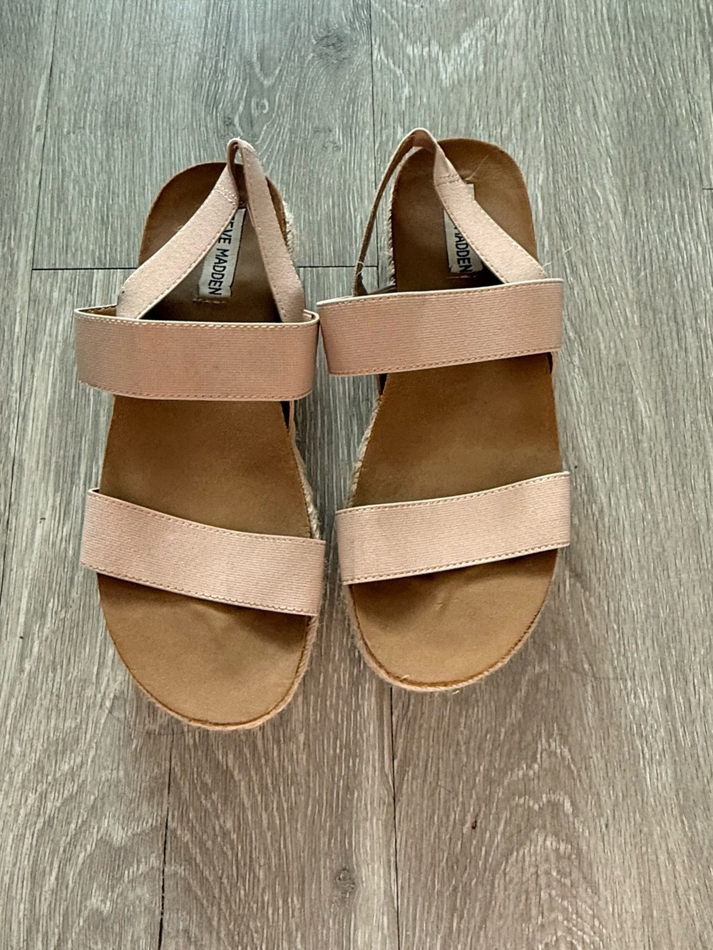 Steve Madden Jaklin Blush Pink Elastic Strap Espadrille Platform Sandals❤️